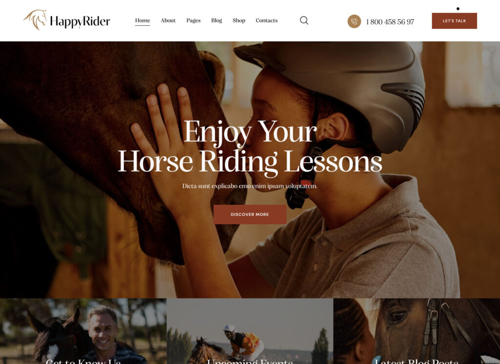 Happy Rider - Horse School & Equestrian Center WordPress Theme