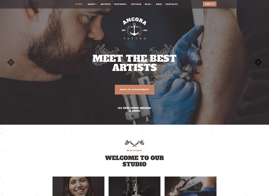 Ancora - Urban Tattoo Salon and Ink Shop WordPress Theme