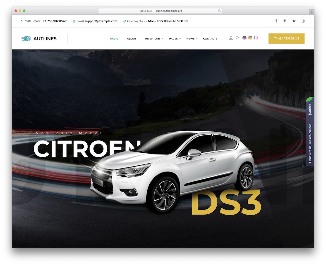 autlines automotive wordpress theme