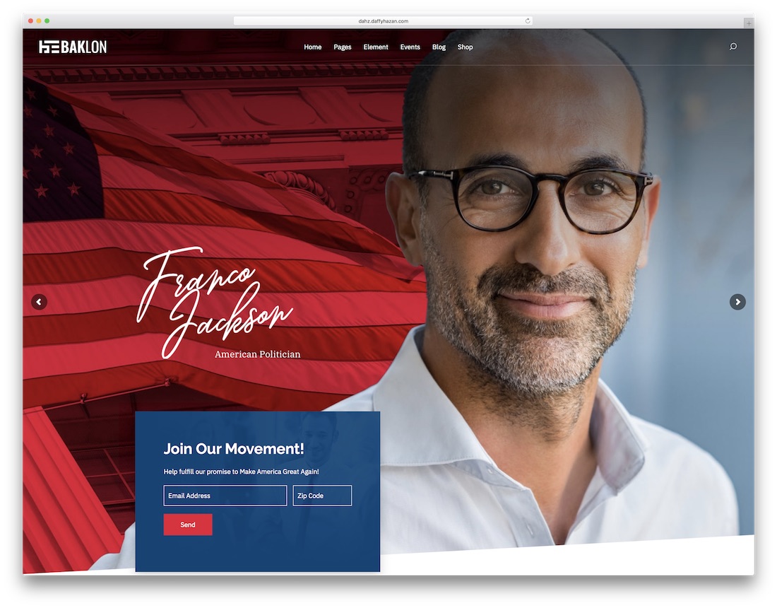 baklon political wordpress theme for politicians