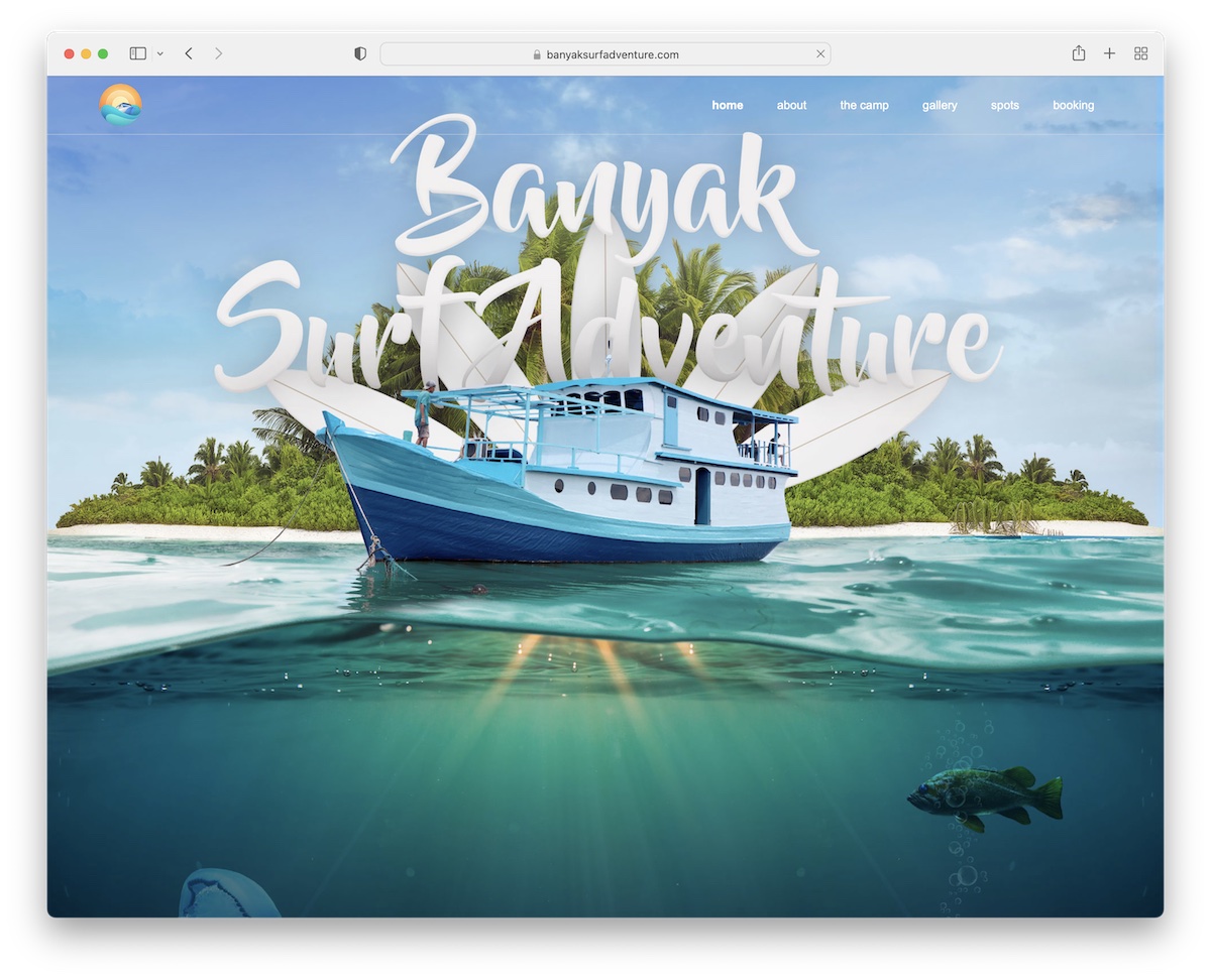banyak surf adventure one page website