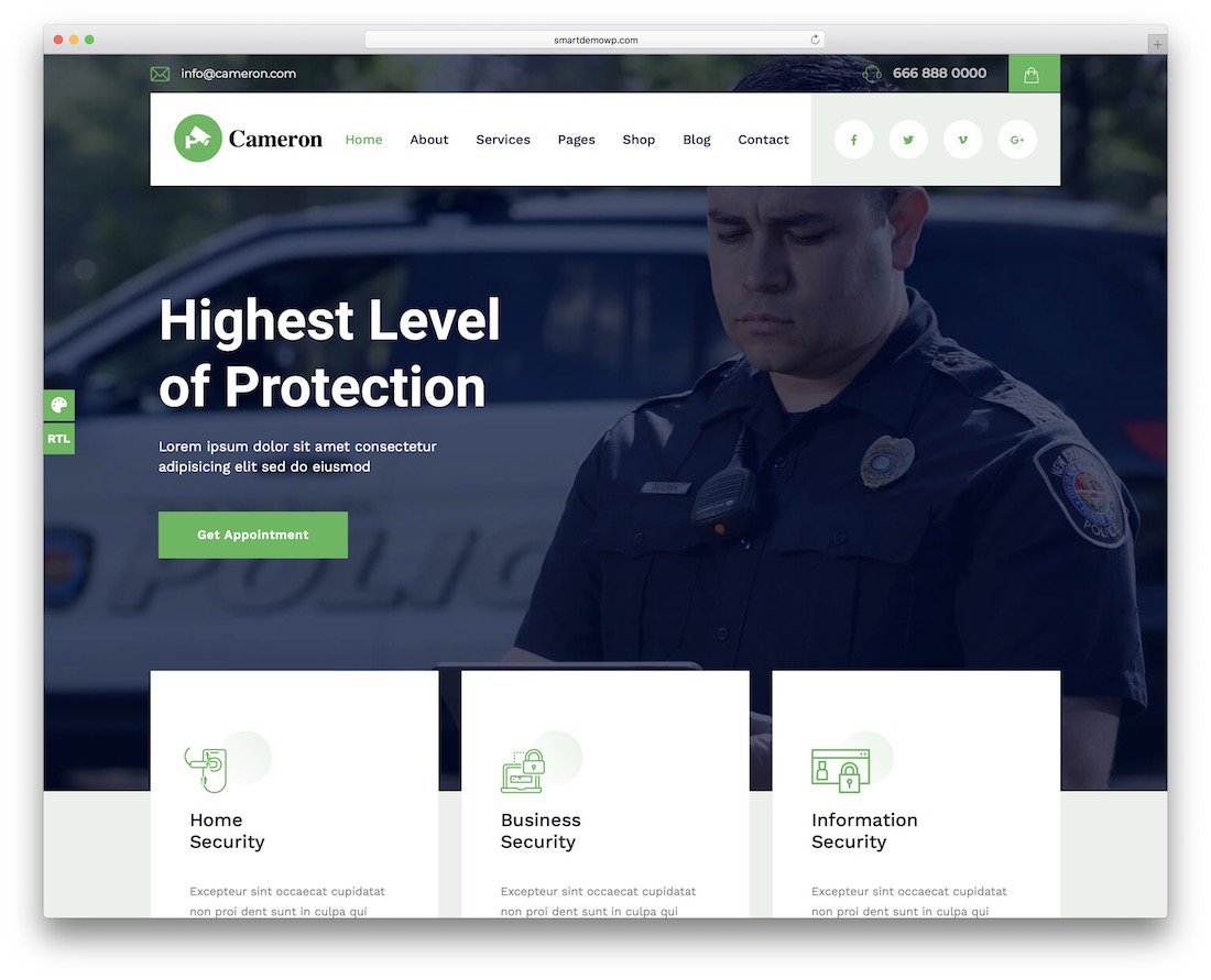 cameron security service wordpress theme