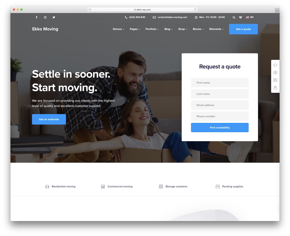 ekko moving wordpress theme
