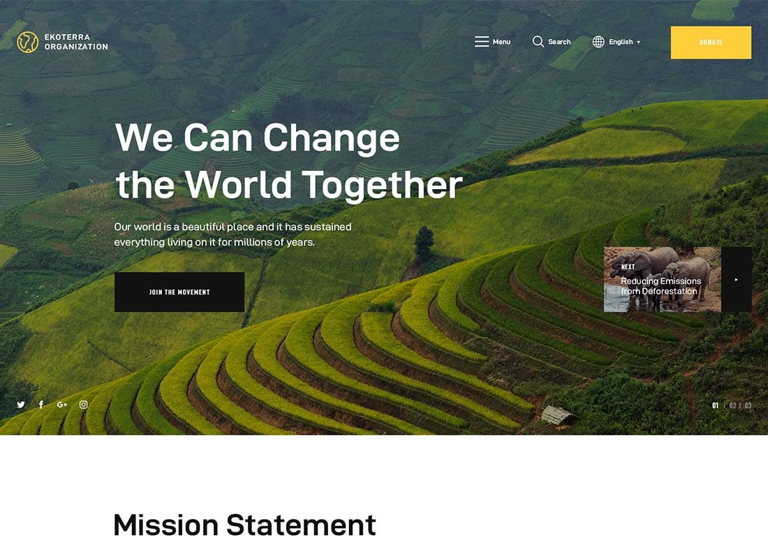 Ekoterra - NonProfit & Ecology WordPress Theme