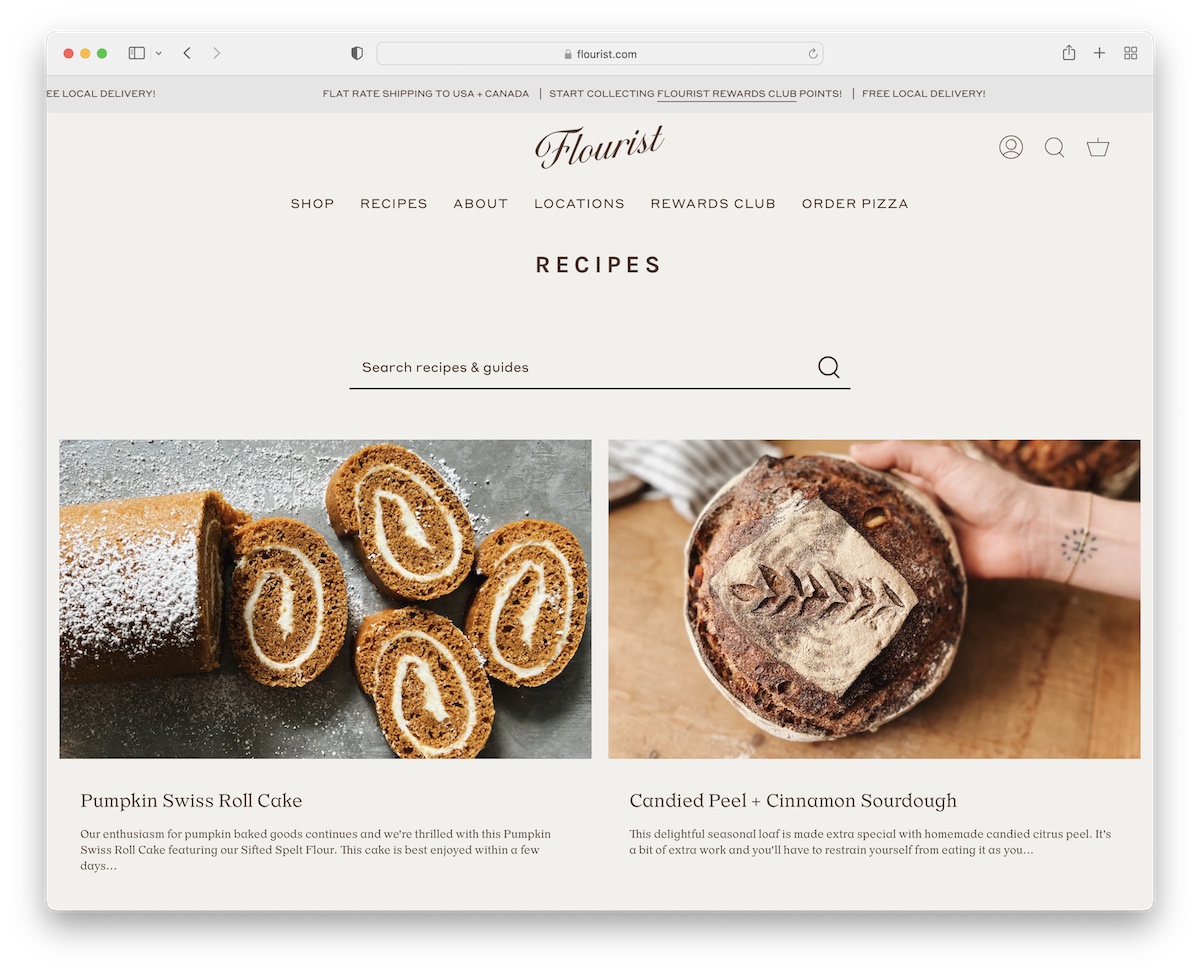 flourist recipes blog example