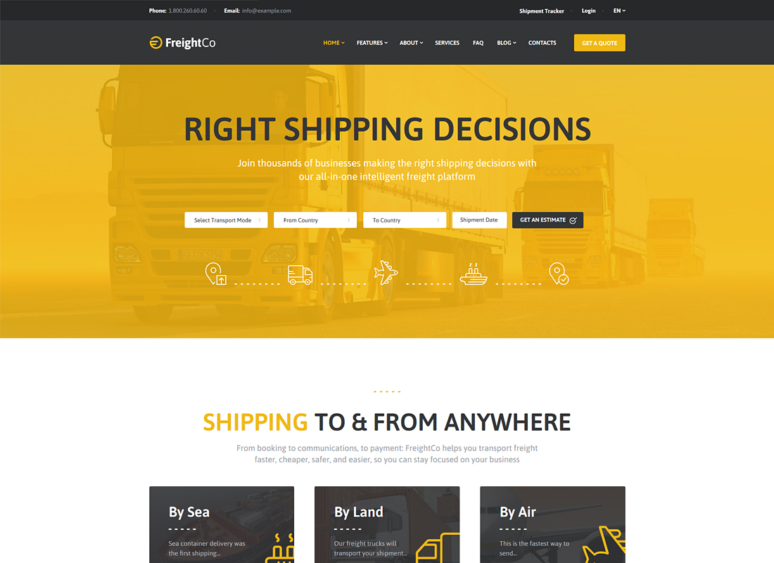 FreightCo | Transportation & Warehousing WordPress Theme