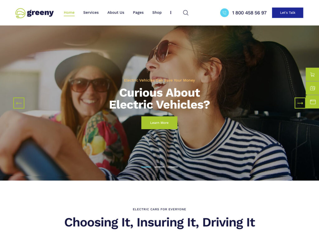 Greeny - Electric Car Dealership WordPress Theme
