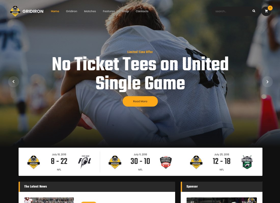 Gridiron | American Football & NFL Team WordPress Theme