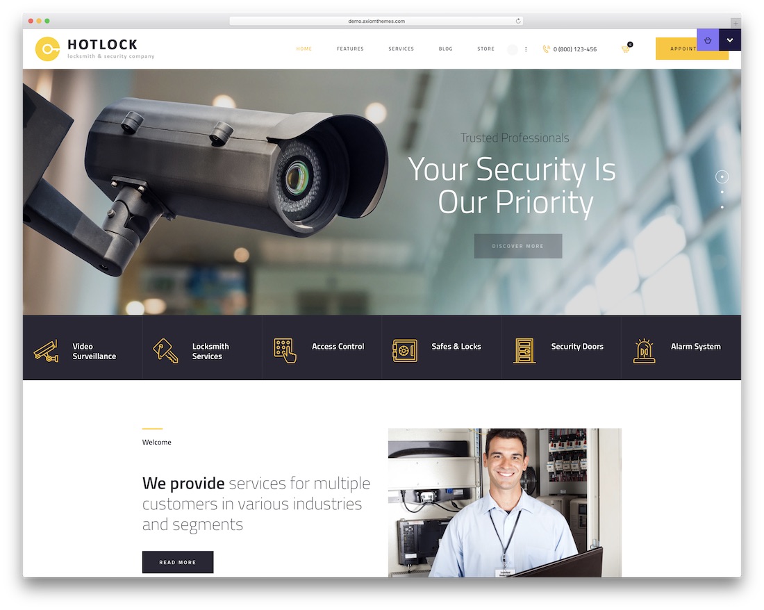 hotlock security service wordpress theme