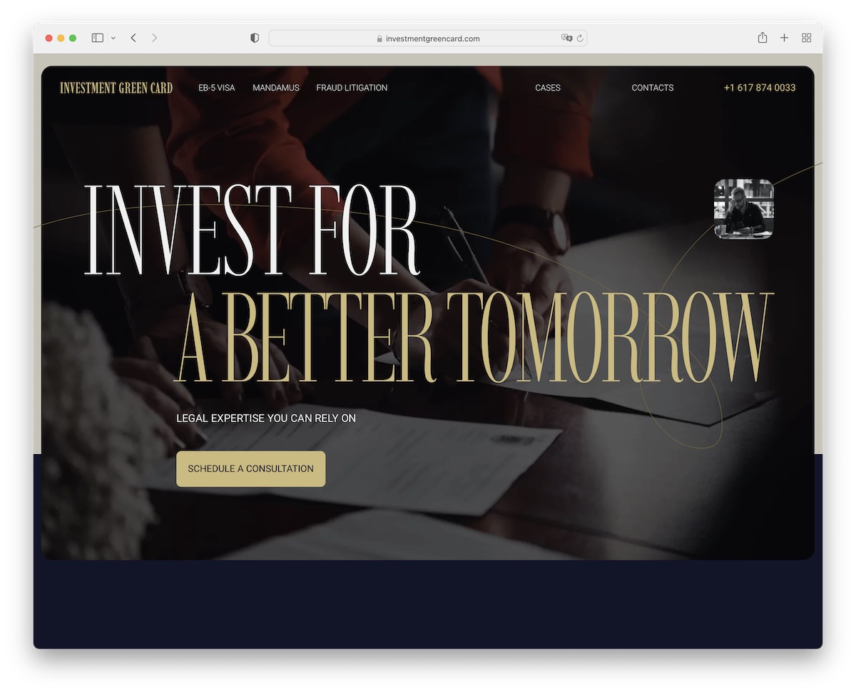 investment green card tilda website