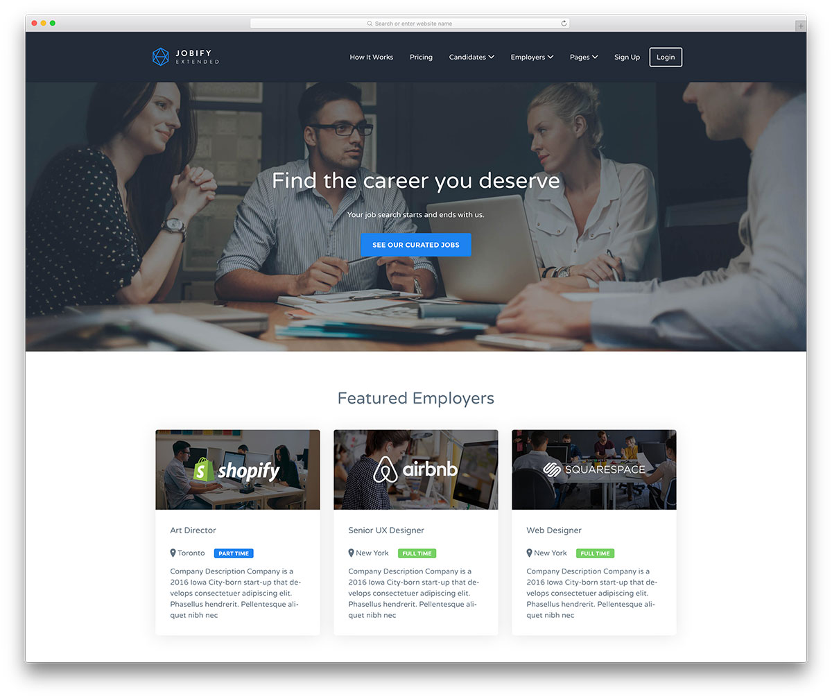 jobify popular job board website design