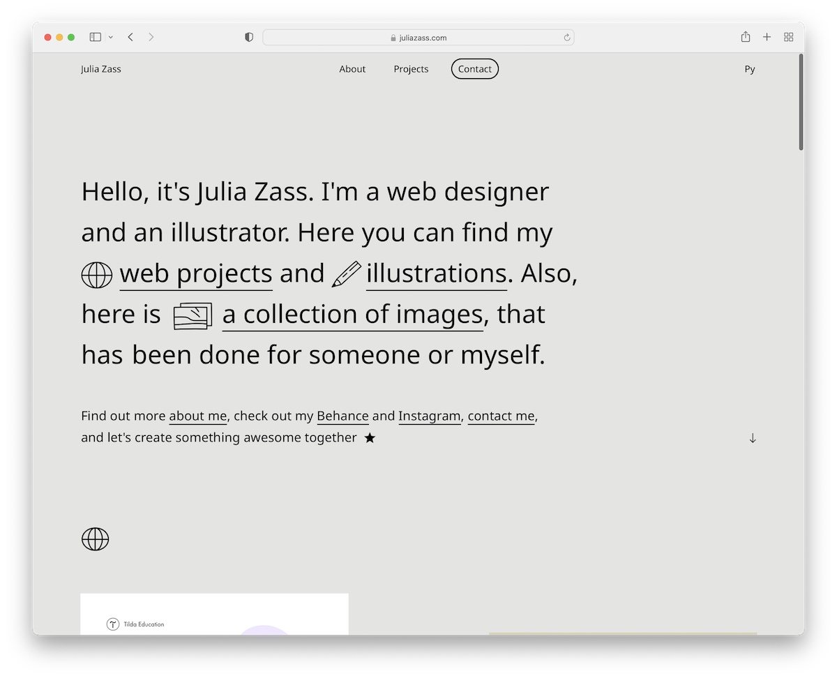 julia zass tilda website