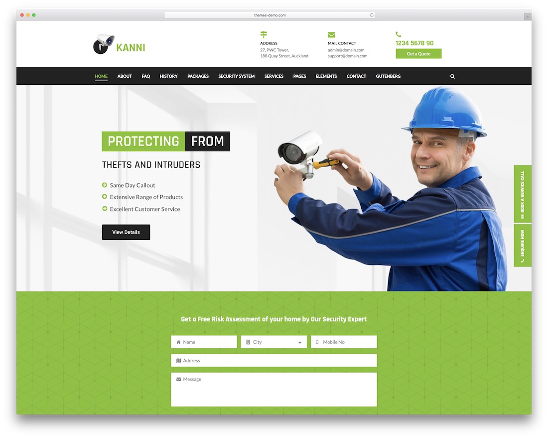 kanni security service wordpress theme
