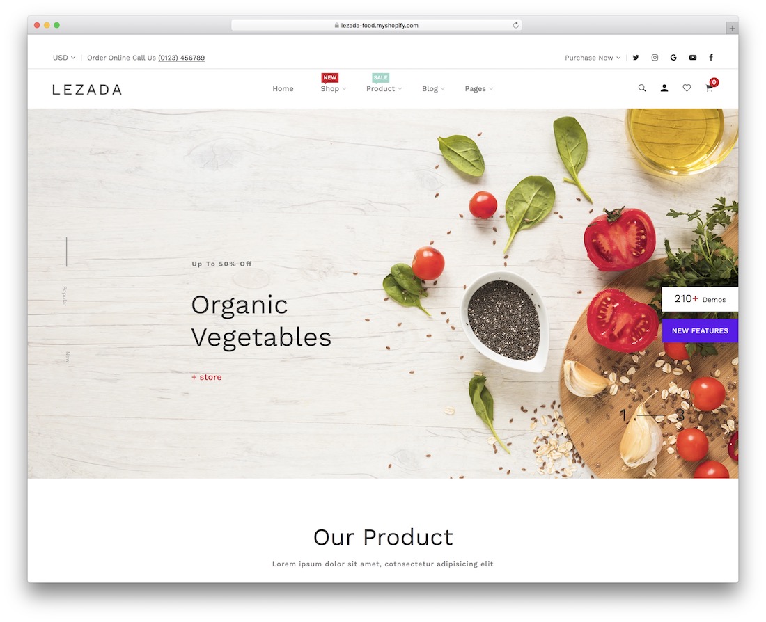 lezada shopify restaurant theme