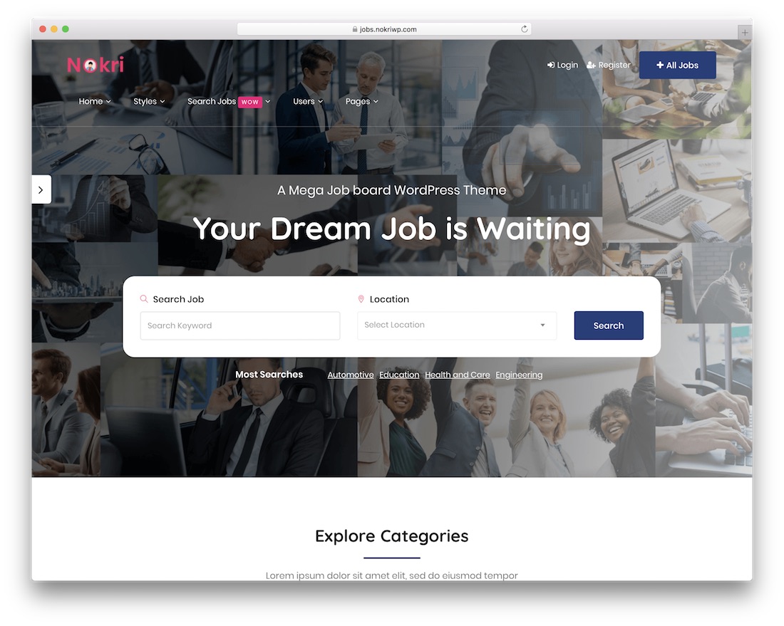 nokri wordpress job board theme