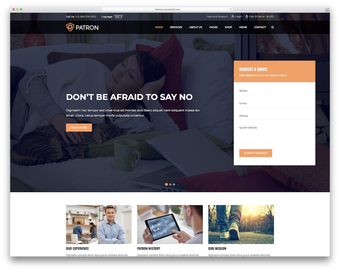 patron security service wordpress theme
