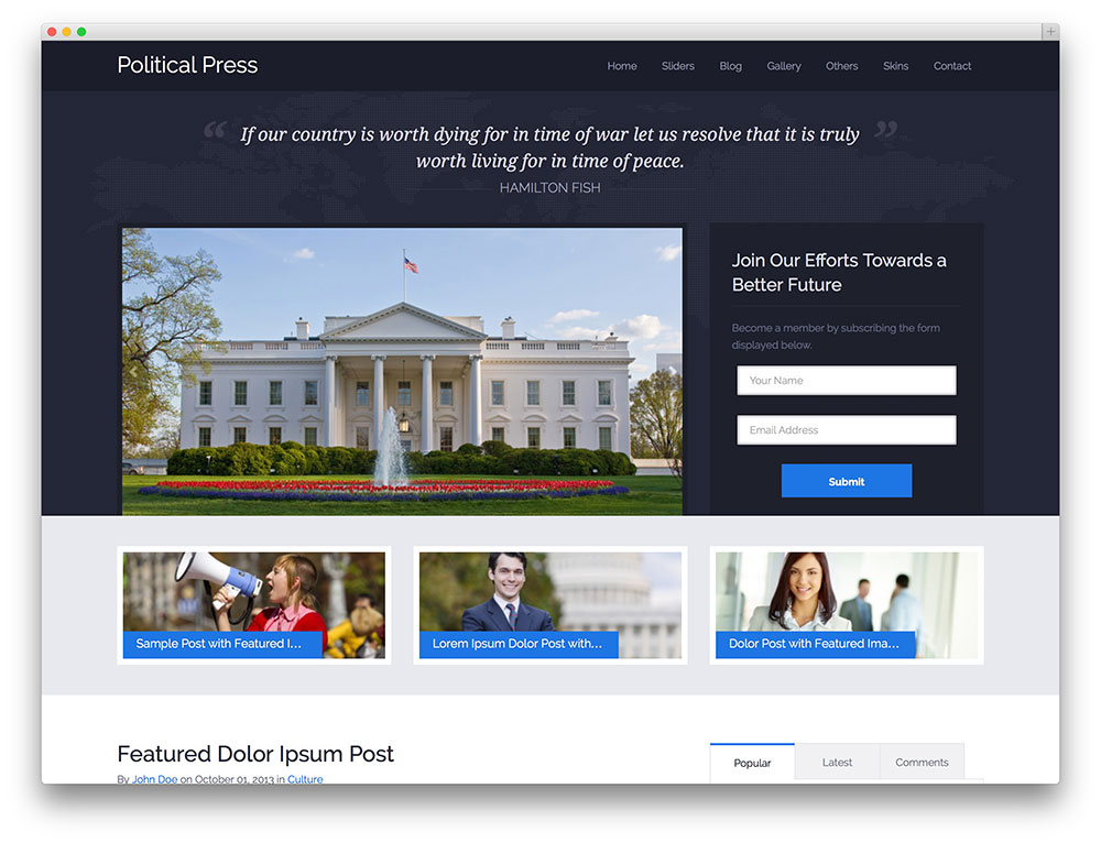 political press - theme for politicians
