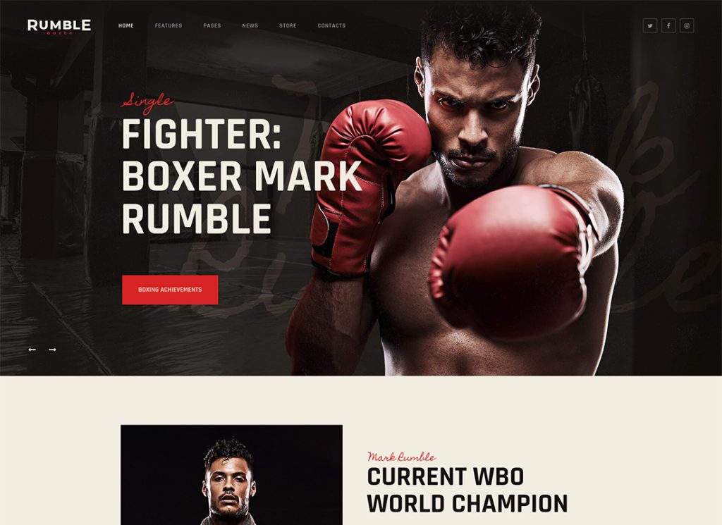 Rumble - Boxing & Mixed Martial Arts Fighting WordPress Theme