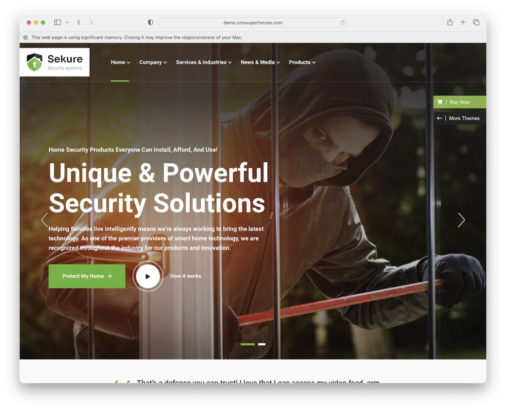 sekure security service wordpress theme