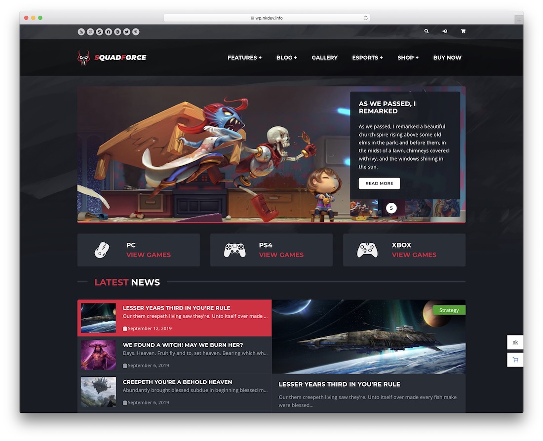 squadforce esports website template