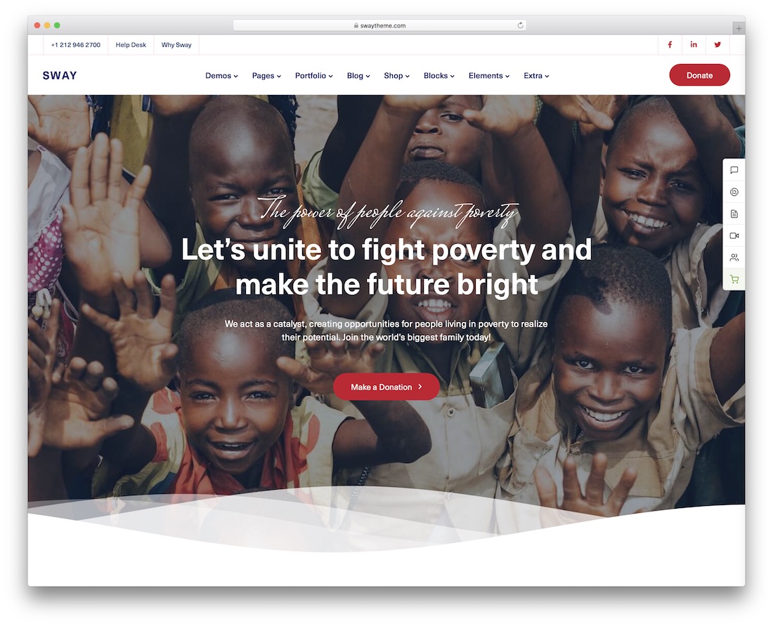 sway wordpress theme for non profit charity organizations