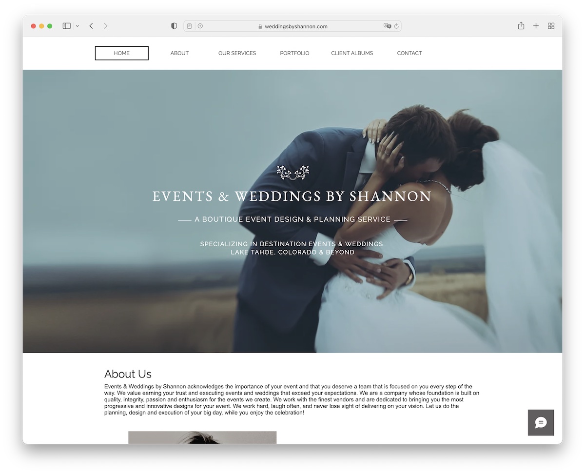 weddings by shannon website