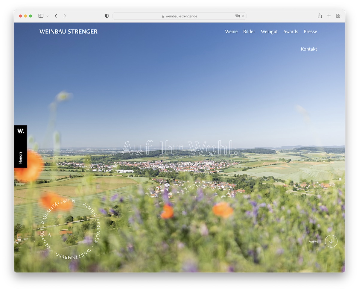 weinbau strenger one page website