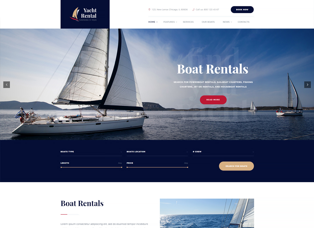 Yacht and Boat Rental Service WordPress Theme