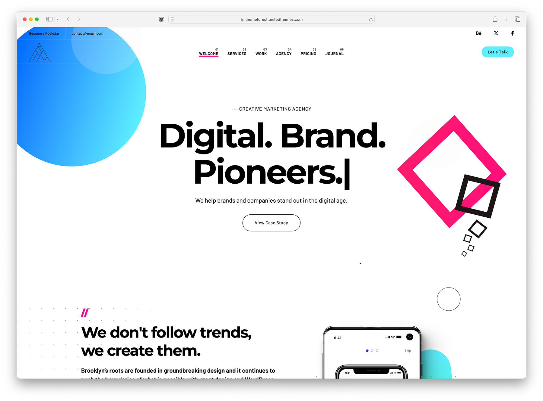 Brooklyn - simple creative agency WordPress theme