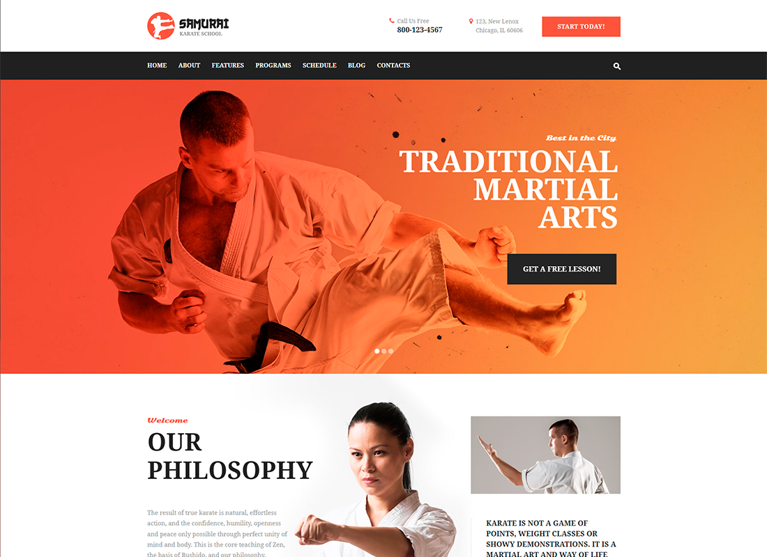 Samurai | Karate School and Fitness Center WordPress Theme