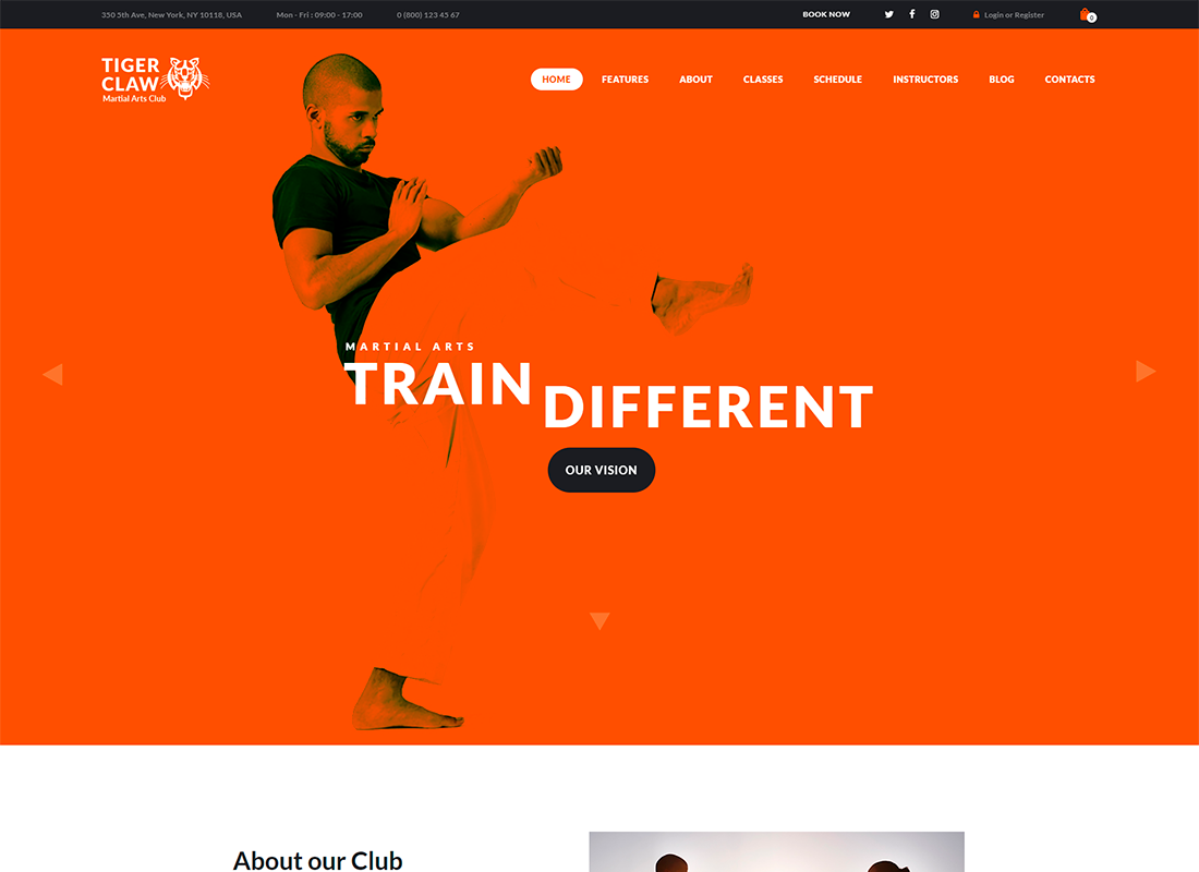 Tiger Claw | Martial Arts School and Fitness Center WordPress Theme